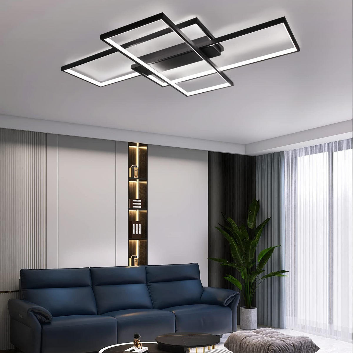 LED-DECKENLEUCHTE Eiswacht 70/8/100 cm - Schwarz, Metall (100/70/8cm) - ZMH