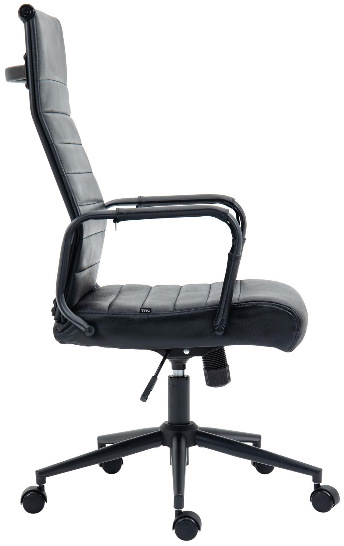 BÜROSTUHL Koro Echtleder schwarz/schwarz - Schwarz, Leder/Metall (58/115/66cm) - TPFLiving