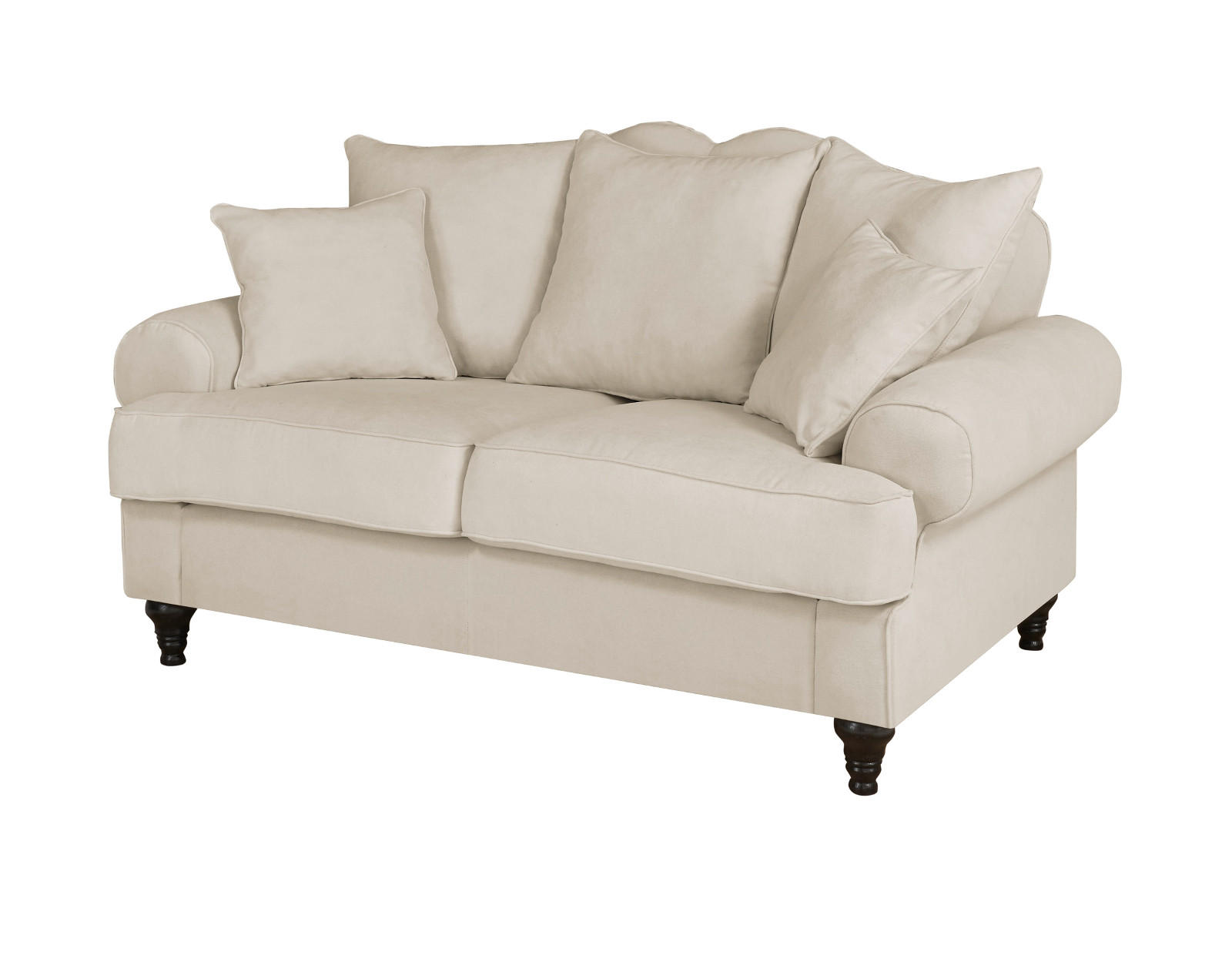 SOFA beige Landhaus, Couch 2-Sitzer 170 cm - Beige, Holz/Textil (170/95/100cm) - Furn.Design