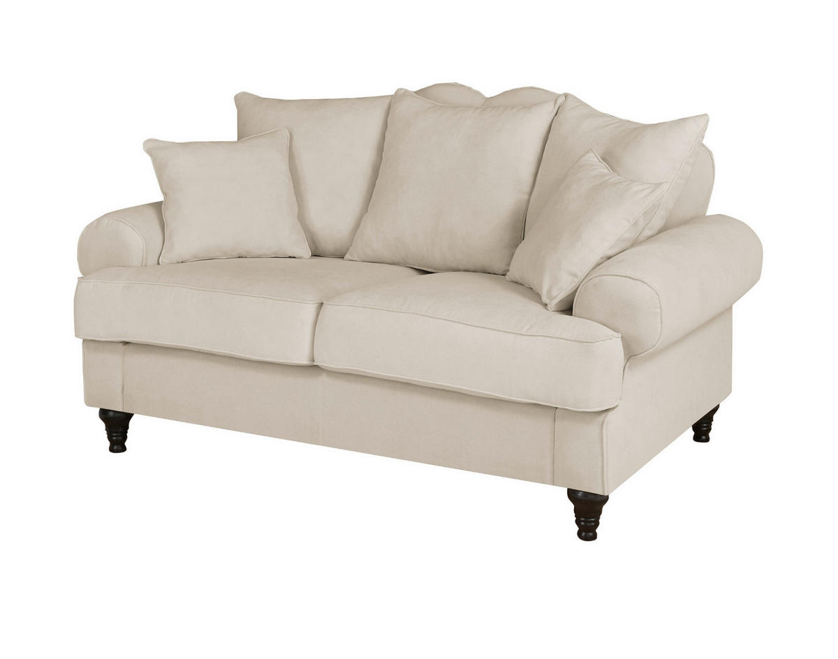 SOFA beige Landhaus, Couch 2-Sitzer 170 cm - Beige, Holz/Textil (170/95/100cm) - Furn.Design