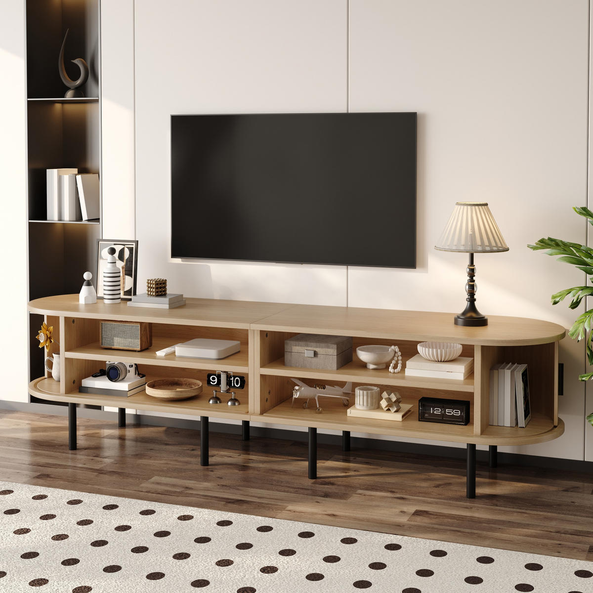 TV-SCHRANK Lowboard geriffelt Schiebetüren MDF - Naturfarben, Holz (170/46/40cm) - Fortuna Lai