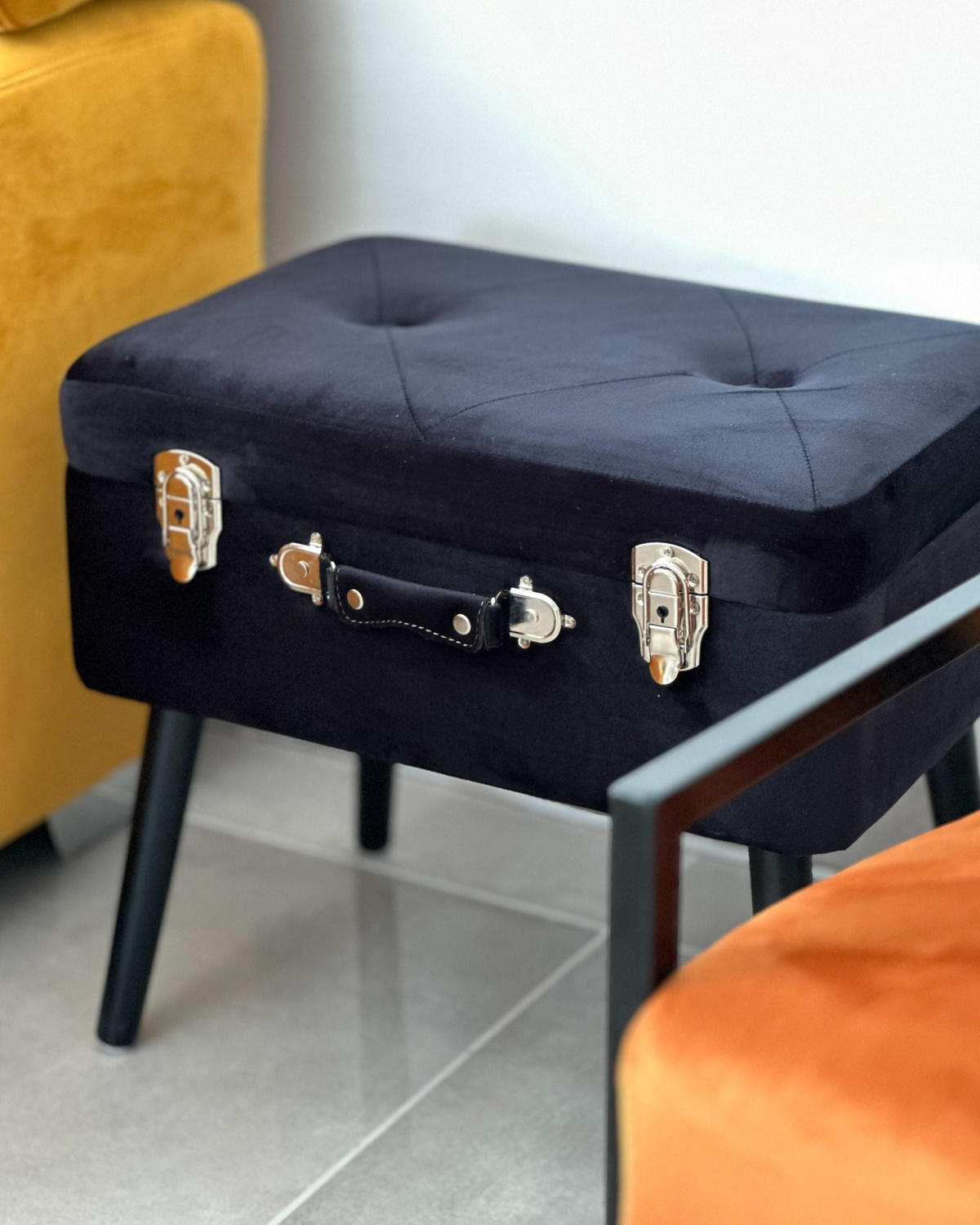 HOCKER Mallard 36/52/46 cm - Schwarz, Textil (52/46/36cm) - Beliani