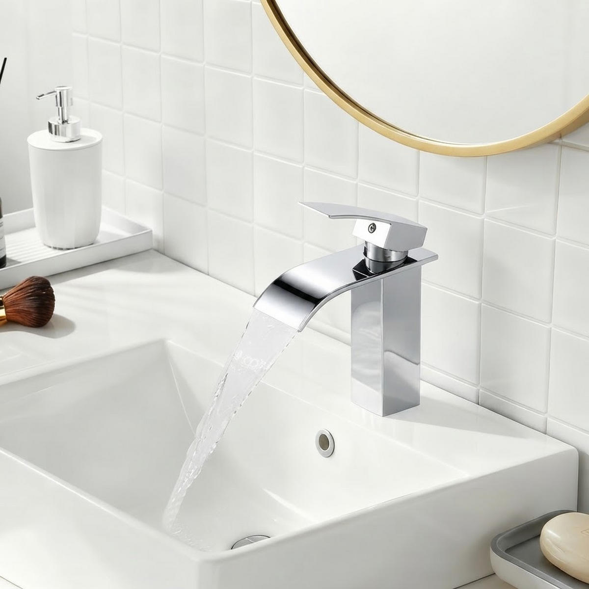 BADEZIMMERARMATUR, 24,5 cm hoch, silber - Silberfarben, Metall (26/7/20cm) - Vallsero