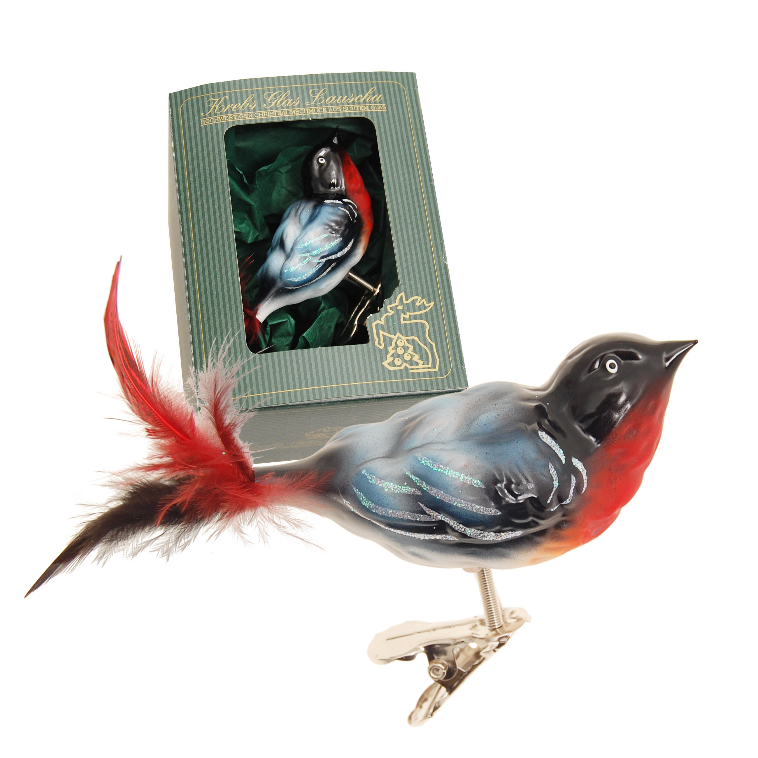 CHRISTBAUMSCHMUCK Dompfaff-Männchen Schwarz 9cm (Glas / 1 Stk.) - Schwarz, Glas (4/4/9cm) - Krebs Glas Lauscha