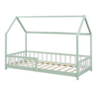 HAUSBETT Hesel - Weiß/Mintgrün, Holz (90/200cm) - [en.casa]