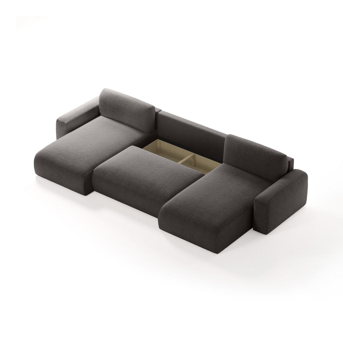 WOHNLANDSCHAFT aus Bouclé-Stoff Witsum U 8 Sitzer, Grau - Grau, Textil (185/70/398cm) - Meblito