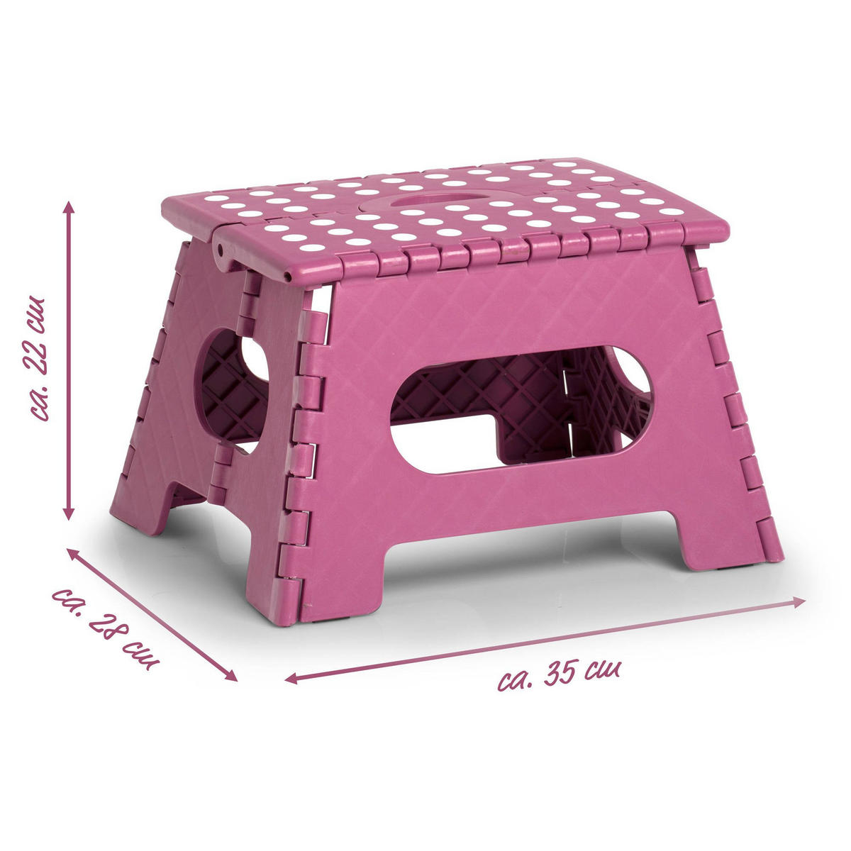 KLAPPHOCKER violett 35/28/22 cm - Dunkelrot, Kunststoff (28/22/35cm) - ZELLER