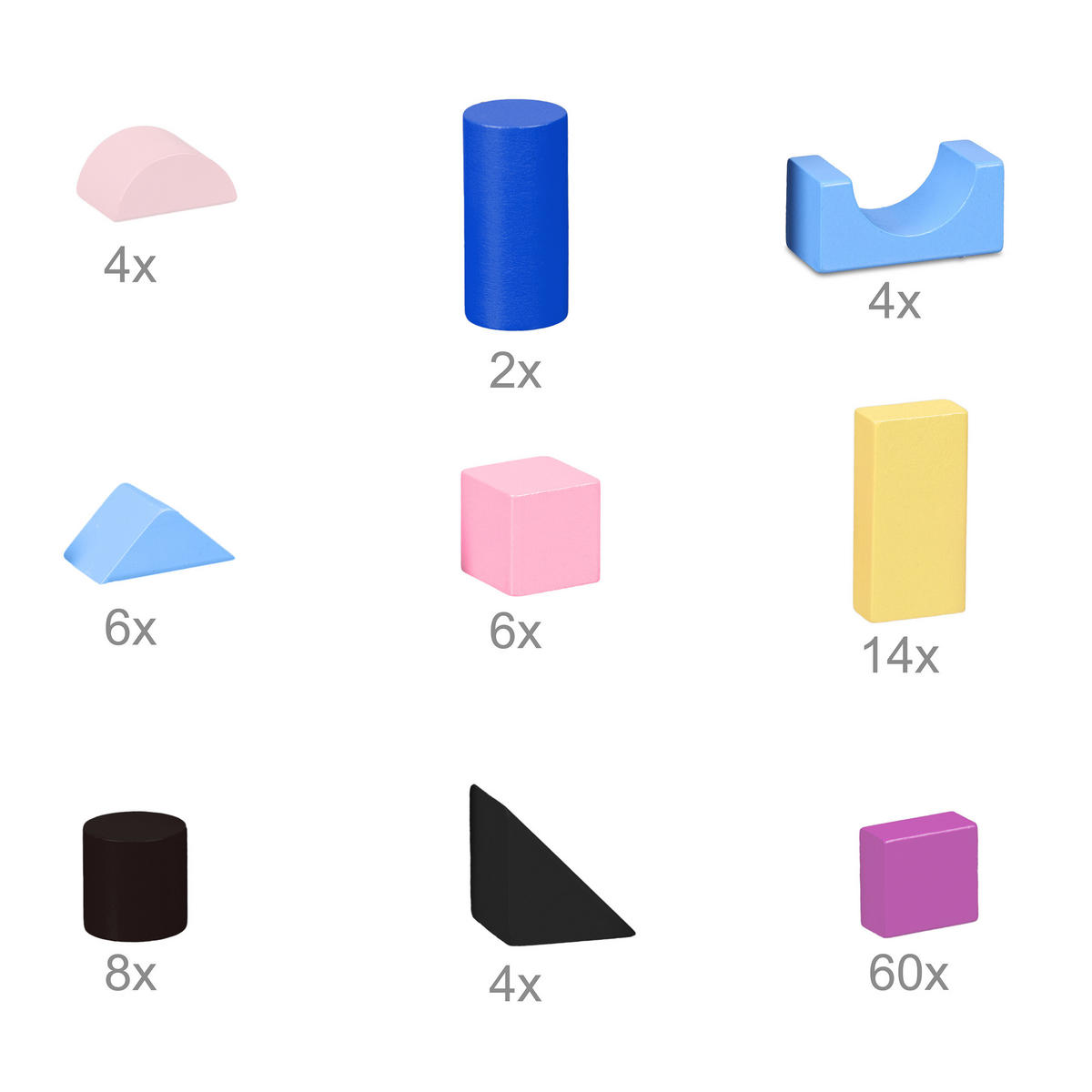 BAUSTEINE-SET - Multicolor, Holzwerkstoff (30/0.5cm) - Relaxdays