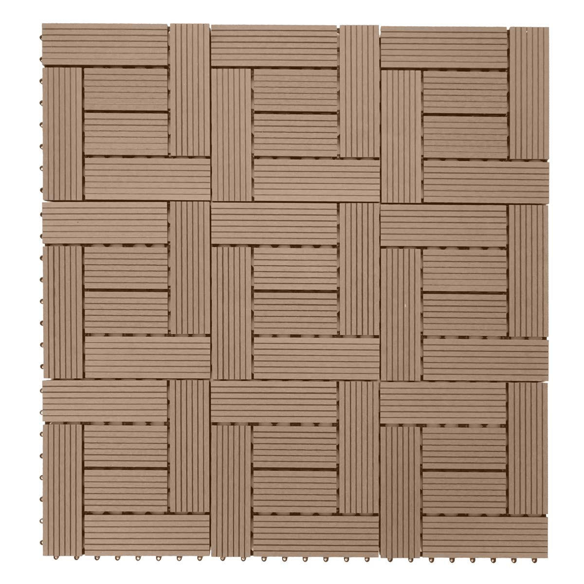 WPC BODENFLIESE 11x 30x30cm Basis Teak versetzt - Teakfarben, Kunststoff (30/30/2cm) - BERLINLODGE