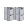 EUROBOX 4x NextGen Color 32x30x40 cm 30 Liter Griffe schwarz offen, Grau - Schwarz/Grau, Kunststoff (30/32/40cm) - PROREGAL