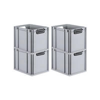 EUROBOX 4x NextGen Color 32x30x40 cm 30 Liter Griffe schwarz offen, Grau - Schwarz/Grau, Kunststoff (30/32/40cm) - PROREGAL