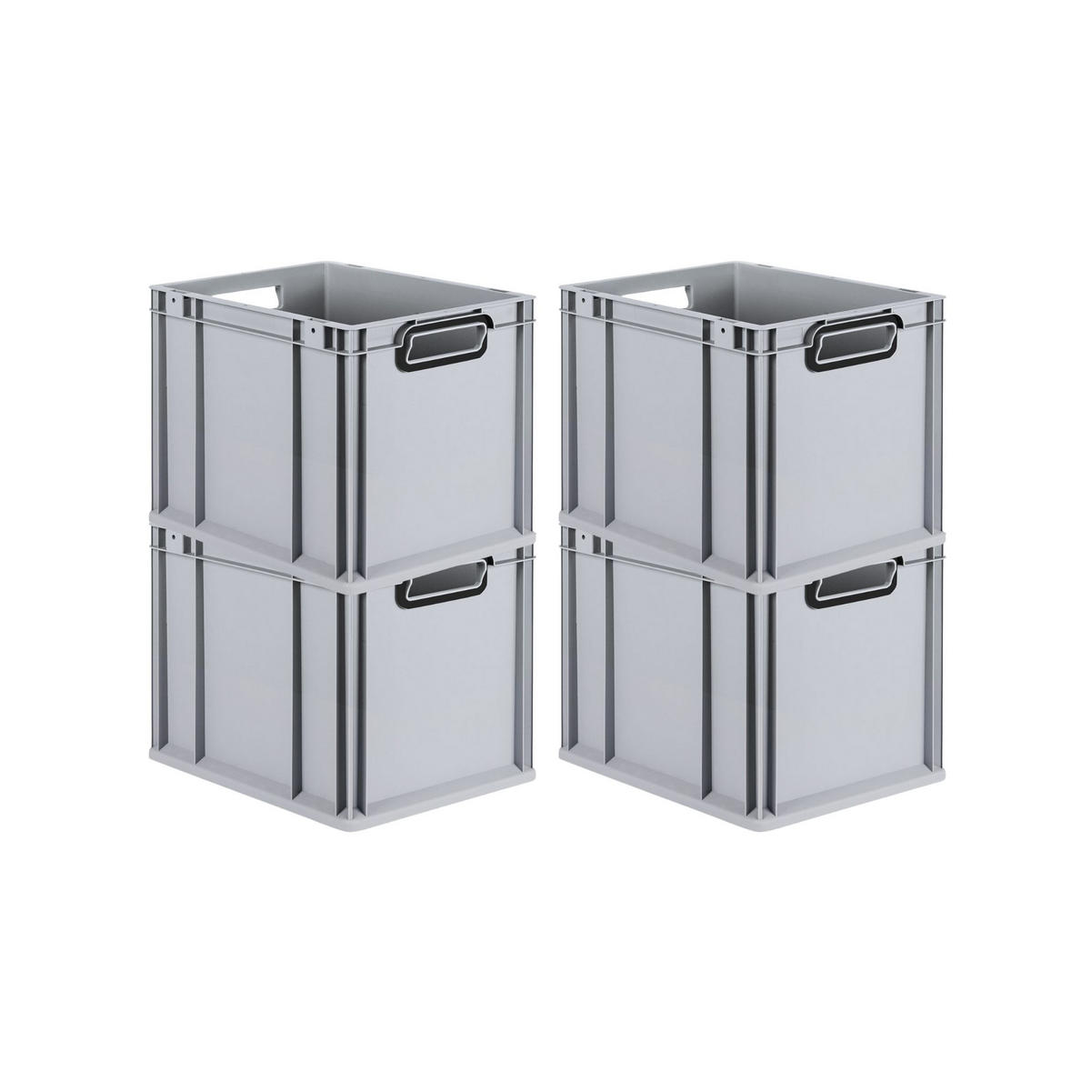 EUROBOX 4x NextGen Color 32x30x40 cm 30 Liter Griffe schwarz offen, Grau - Schwarz/Grau, Kunststoff (30/32/40cm) - PROREGAL