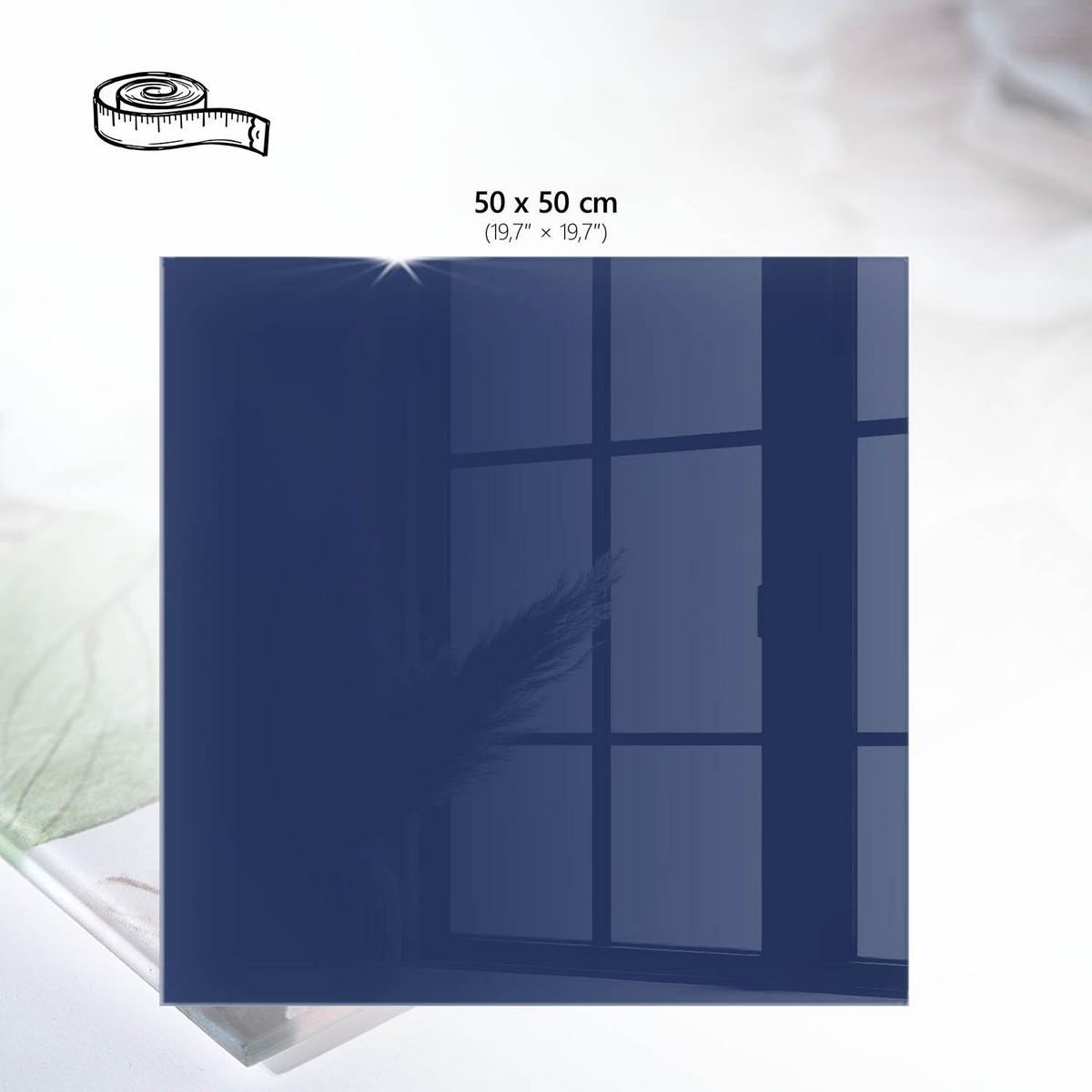TISCHPLATTE 50x50 cm – Leuchtendes Marineblau - Grün, Glas (50/50/0.4cm) - Wallfluent