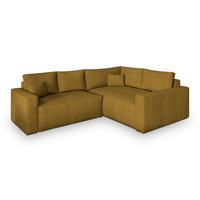 ECKSOFA ERONIS R-S Gelb Kordstoff mit Schlaffunktion - Gelb, Holz (265/194cm) - MASSENO