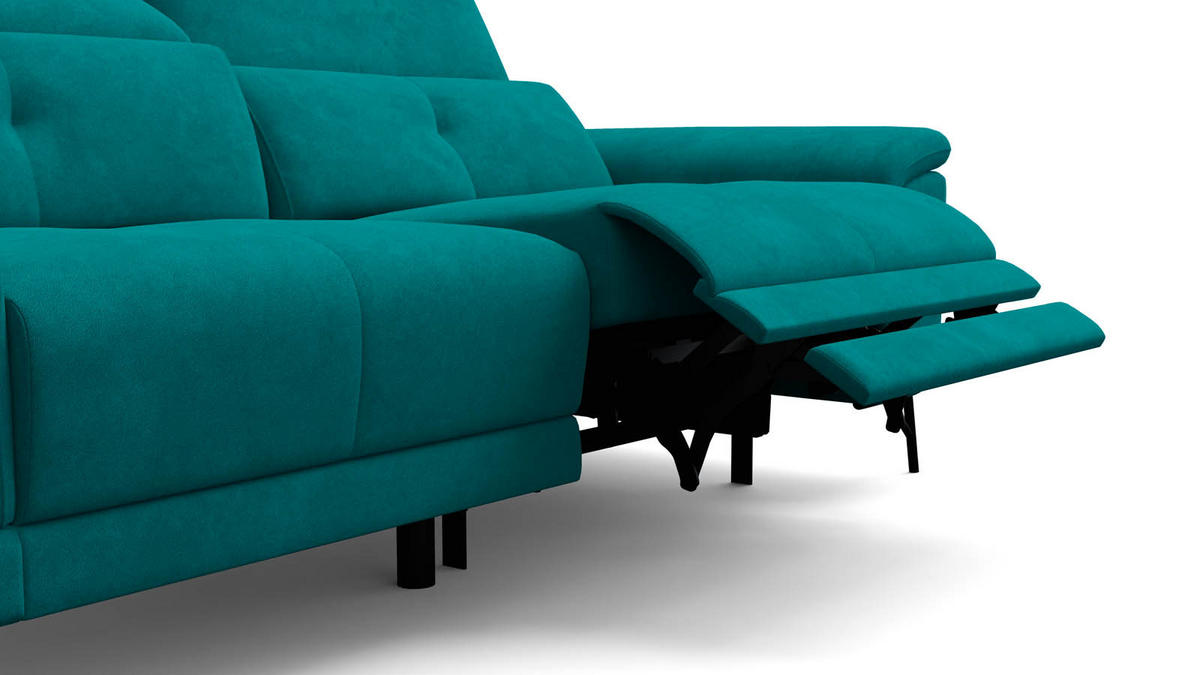 SOFA RELAX AVENA 3-Sitzer, dunkelgrüner Veloursstoff - Dunkelgrün/Schwarz, Holz/Textil (204/80/108cm) - Wozimo