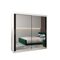 SCHWEBETÜRENSCHRANK 200/200/62 2-türig - Silberfarben/Schwarz, Holz/Kunststoff (200/200/62cm) - Abiks Möbel