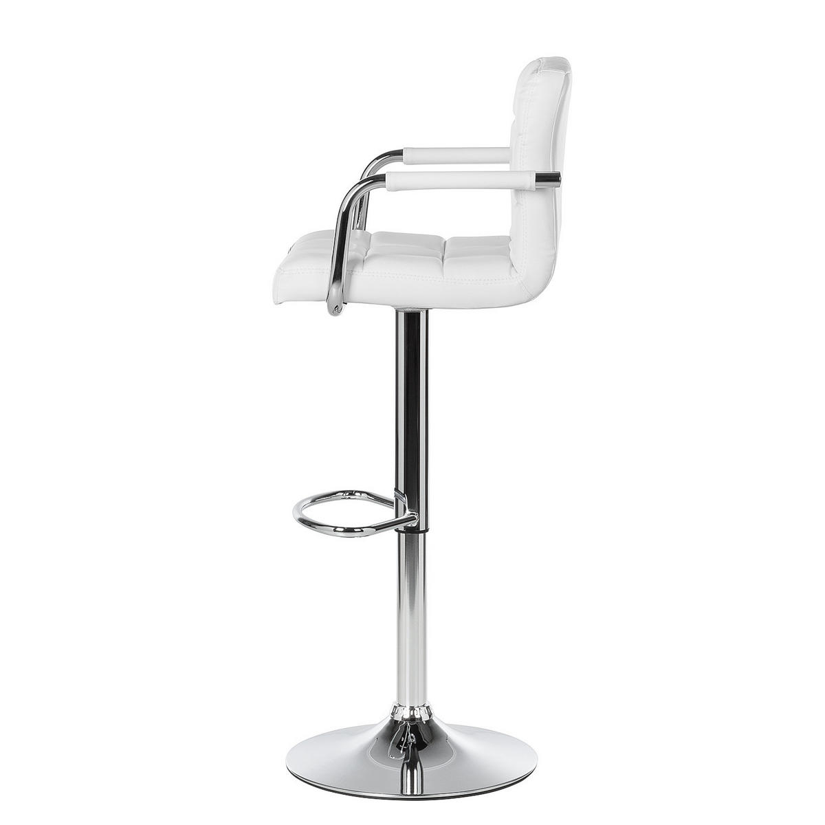 BARSTUHL - Metall / Kunstleder - Chromfarben/Weiß, Leder/Kunststoff (53/96/49cm) - home24