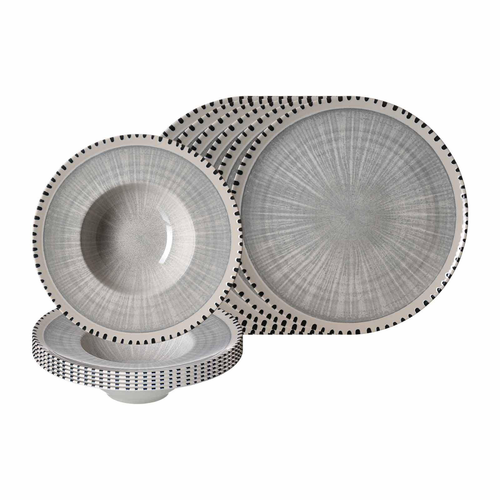 PIZZA- UND PASTA-SET Natura Grau 12er Set - Grau, Keramik (2/2/2cm) - Ritzenhoff Breker