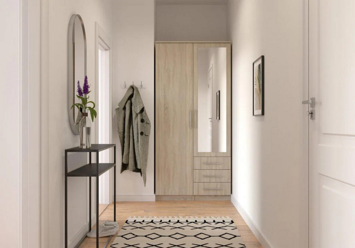 DREHTÜRENSCHRANK - RUTH 2D SONOMA - Sonoma Eiche, Holzwerkstoff/Metall (100/210/64cm) - Möblo
