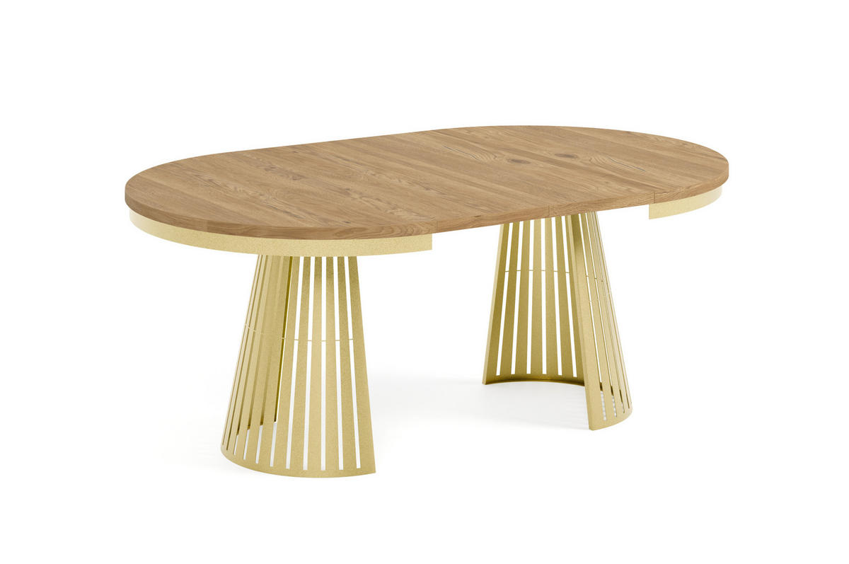 ESSTISCH Cone Bis - Eichefarben/Goldfarben, Holzwerkstoff/Metall (120/120/76cm) - Meblini