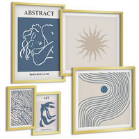 BILDER SET 5er Set - 50x50 cm & 20x30 cm & 40x60 cm Goldrahmen - Matisses stilvolle abstrakte Muster - Goldfarben, Kunststoff (40/60cm) - TULUP
