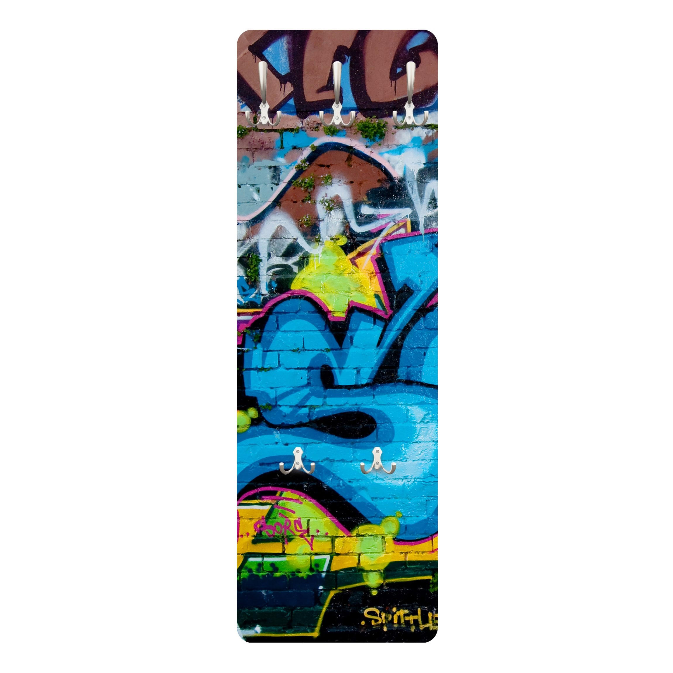 WANDGARDEROBE - Colours of Graffiti 34/105 cm - Blau, Holzwerkstoff (34/105/1.6cm) - Bilderwelten