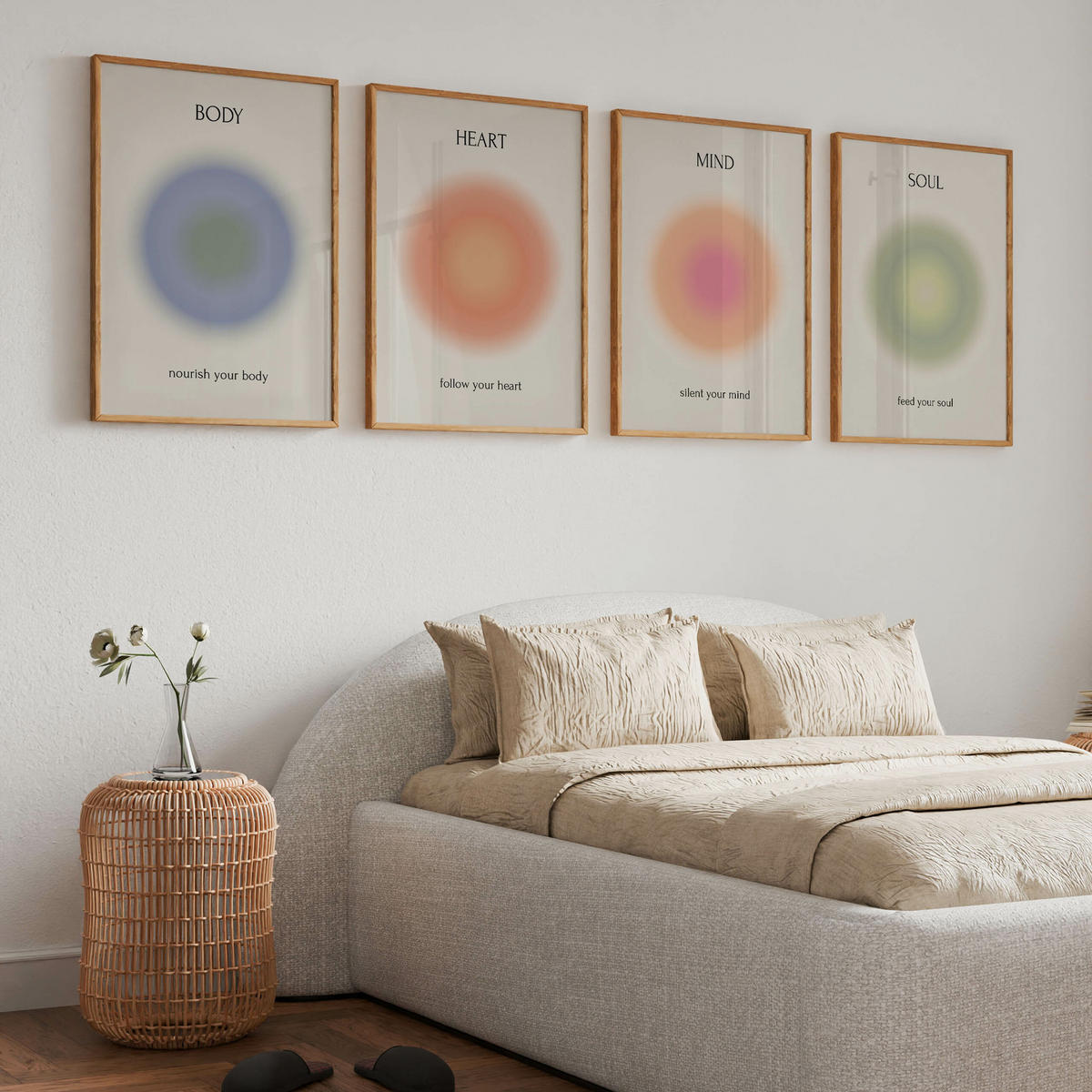 POSTER SET Aura Affirmationen Zitate Geist Seele Körper Herz 4x Poster A3 30x42cm - Multicolor, Papier (30/42/42cm) - Muralo