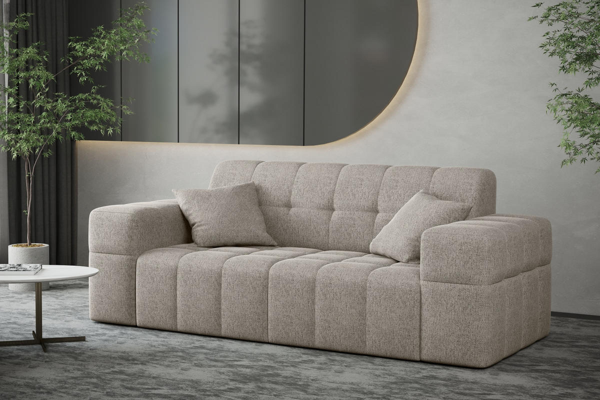 SOFA 2-sitzer Couch serie NIMES Stoff Verita Warmbeige - Creme, Holz (183/82/92cm) - Kaiser Möbel