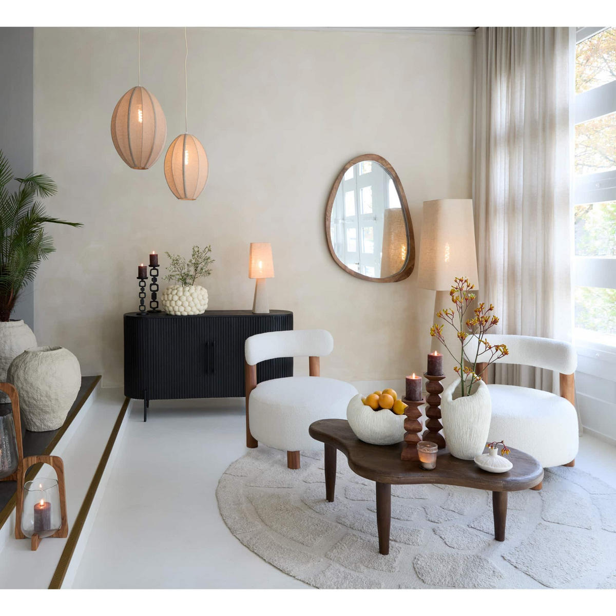 HÄNGELAMPE Milatos Braun 38/38/51 cm - Braun, Textil (38/38/51cm) - Light & Living