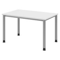SCHREIBTISCH Serie-H Gestell: Silber 80/120/74 cm in Weiß - Weiß, Holzwerkstoff (80/120/74cm) - bümö