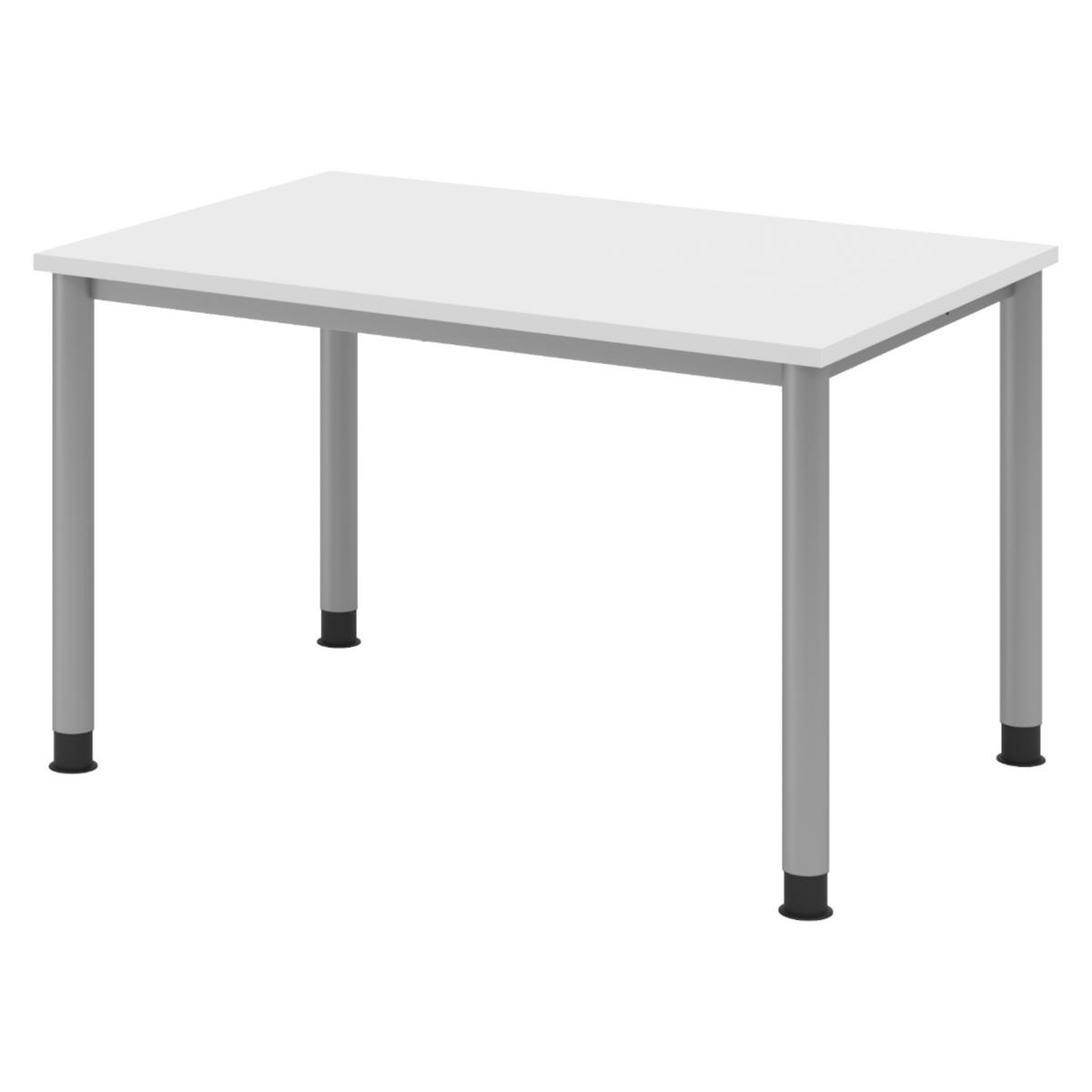 SCHREIBTISCH Serie-H Gestell: Silber 80/120/74 cm in Weiß - Weiß, Holzwerkstoff (80/120/74cm) - bümö