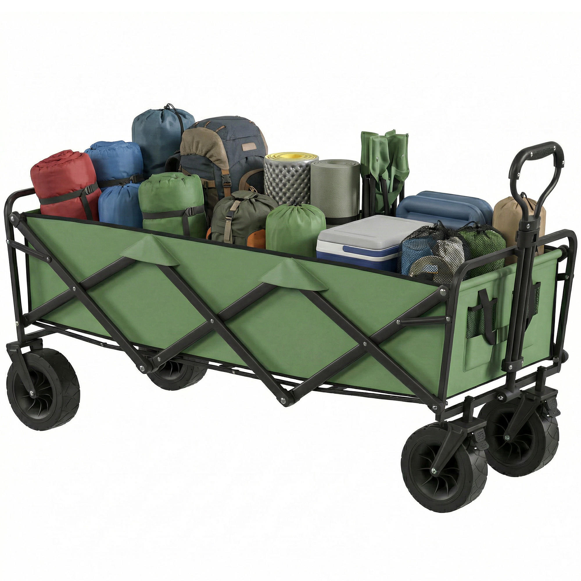 GARTENWAGEN DE-18773 130L mit All-Terrain-Rädern & Bremsen Grün - Grün, Metall (56/100/133cm) - ComfortXL
