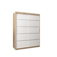 SCHWEBETÜRENSCHRANK 200/150/62 2-türig - Silberfarben/Schwarz, Holz/Kunststoff (150/200/62cm) - MÖBEL KRYSPOL