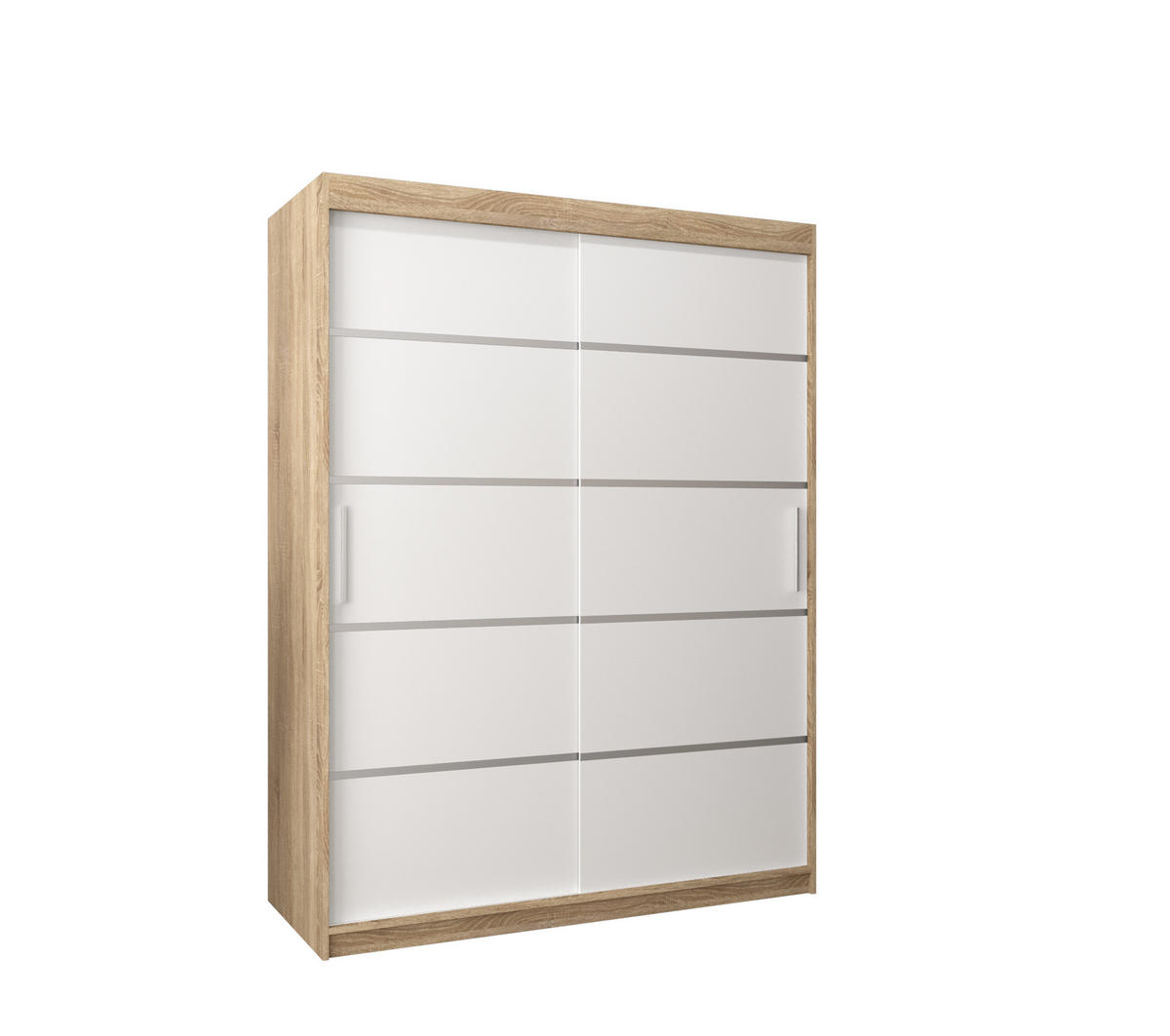 SCHWEBETÜRENSCHRANK 200/150/62 2-türig - Silberfarben/Schwarz, Holz/Kunststoff (150/200/62cm) - MÖBEL KRYSPOL