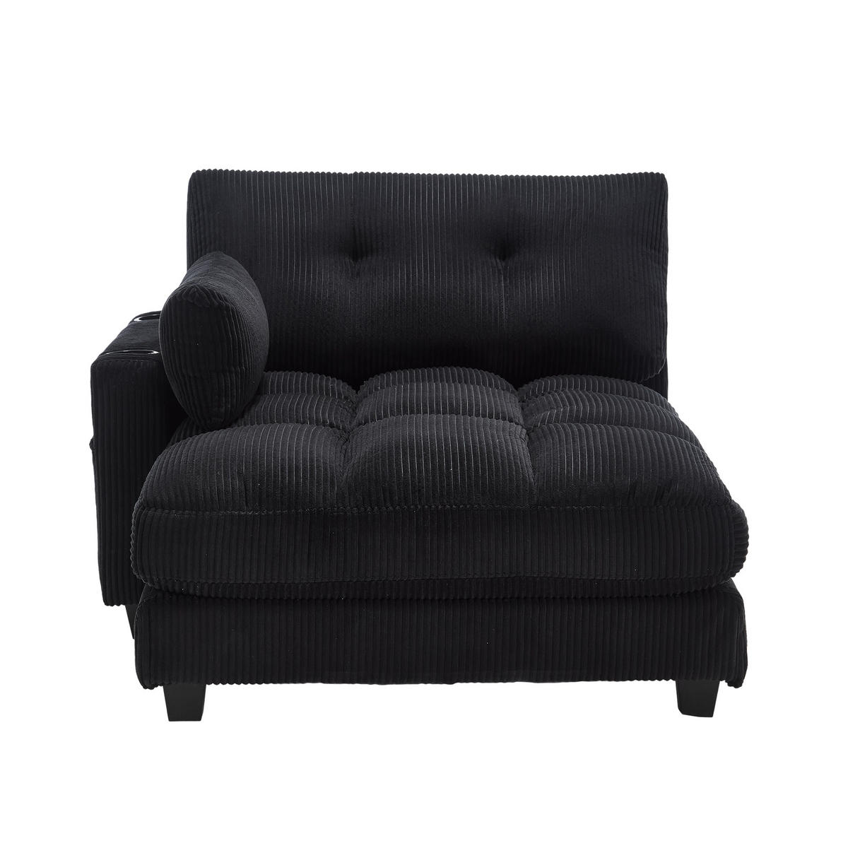 SESSEL 1-Sitzer in Schwarz aus Cord 140/112/81 cm mit USB - Schwarz, Holzwerkstoff/Kunststoff (112/81/140cm) - CHICFURN