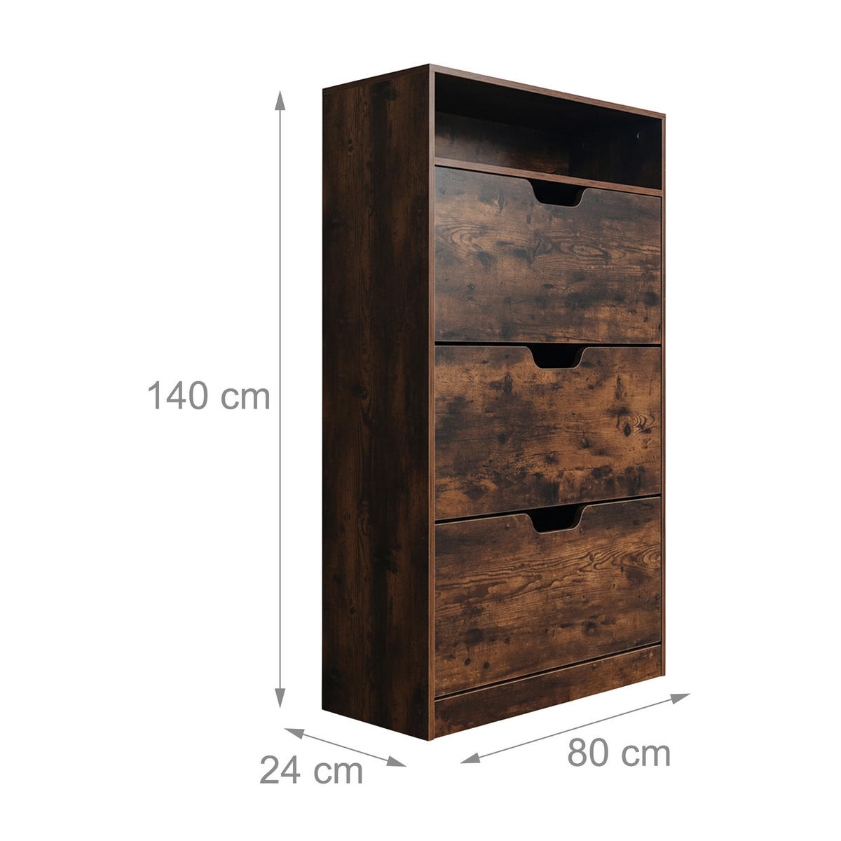 SCHUHSCHRANK - Anthrazit, Holzwerkstoff/Kunststoff (80/140/24cm) - Relaxdays