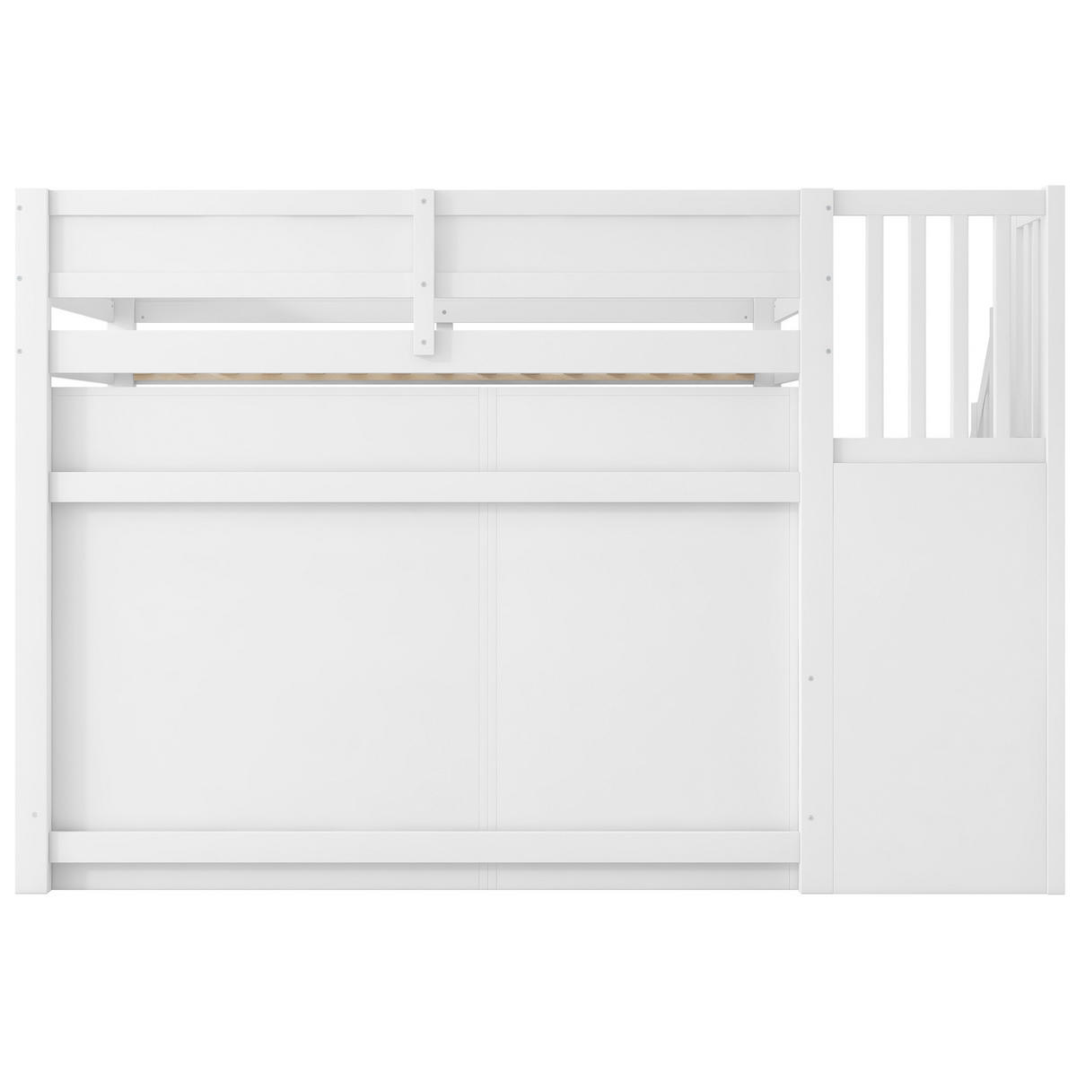 HOCHBETT 90/200 cm, weiß mit Schreibtisch, Regal, Kleiderschrank und LED - Weiß, Holz (90/200cm) - MIVRAY