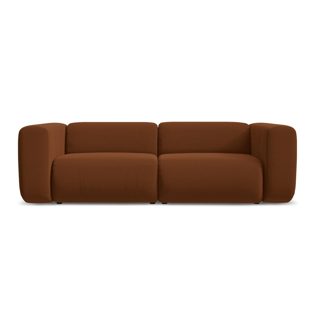 3-SITZER SOFA Samt Stoff Orange - Terracotta/Schwarz, Kunststoff/Textil (228/70/89cm) - LaMiaSofa