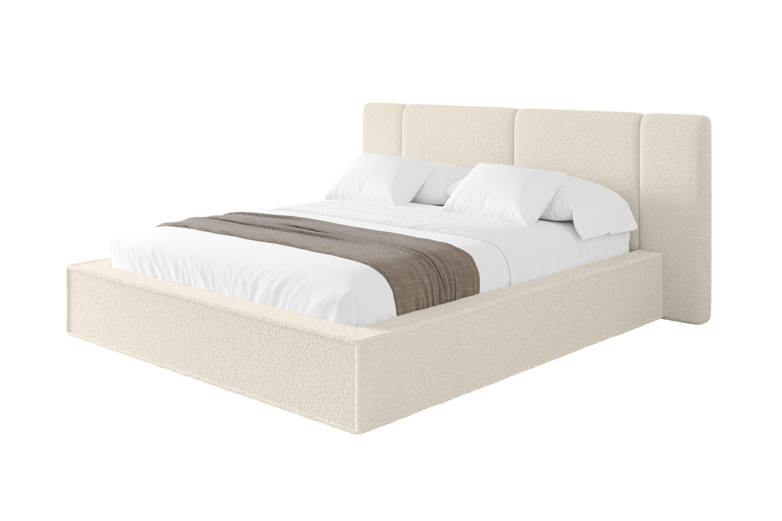POLSTERBETT mit Bettkasten und Lattenrost, Boxbett ohne Matratze - RIVO 140x200 Beige - Champagner, Holzwerkstoff/Textil (140/200cm) - ALTDECOR