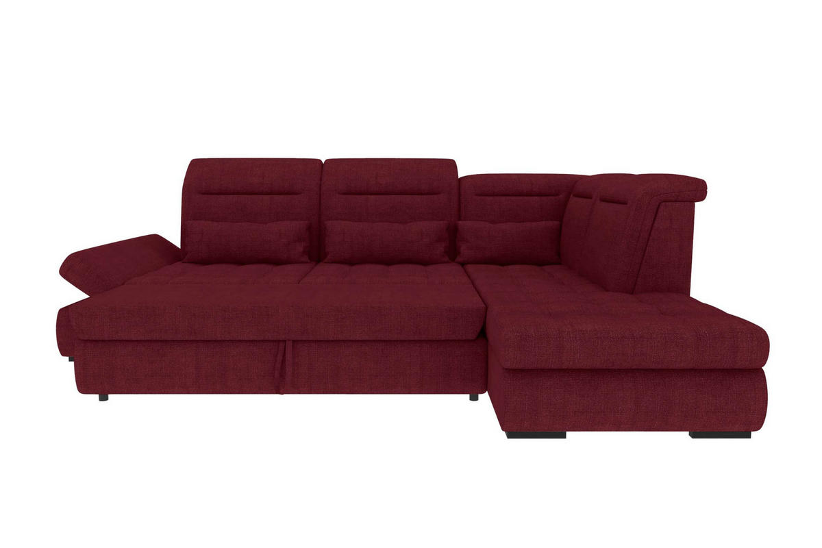 ECKSOFA Toscana Velours inkl. Schlaffunktion - Bordeaux, Textil (279/227cm) - 99rooms