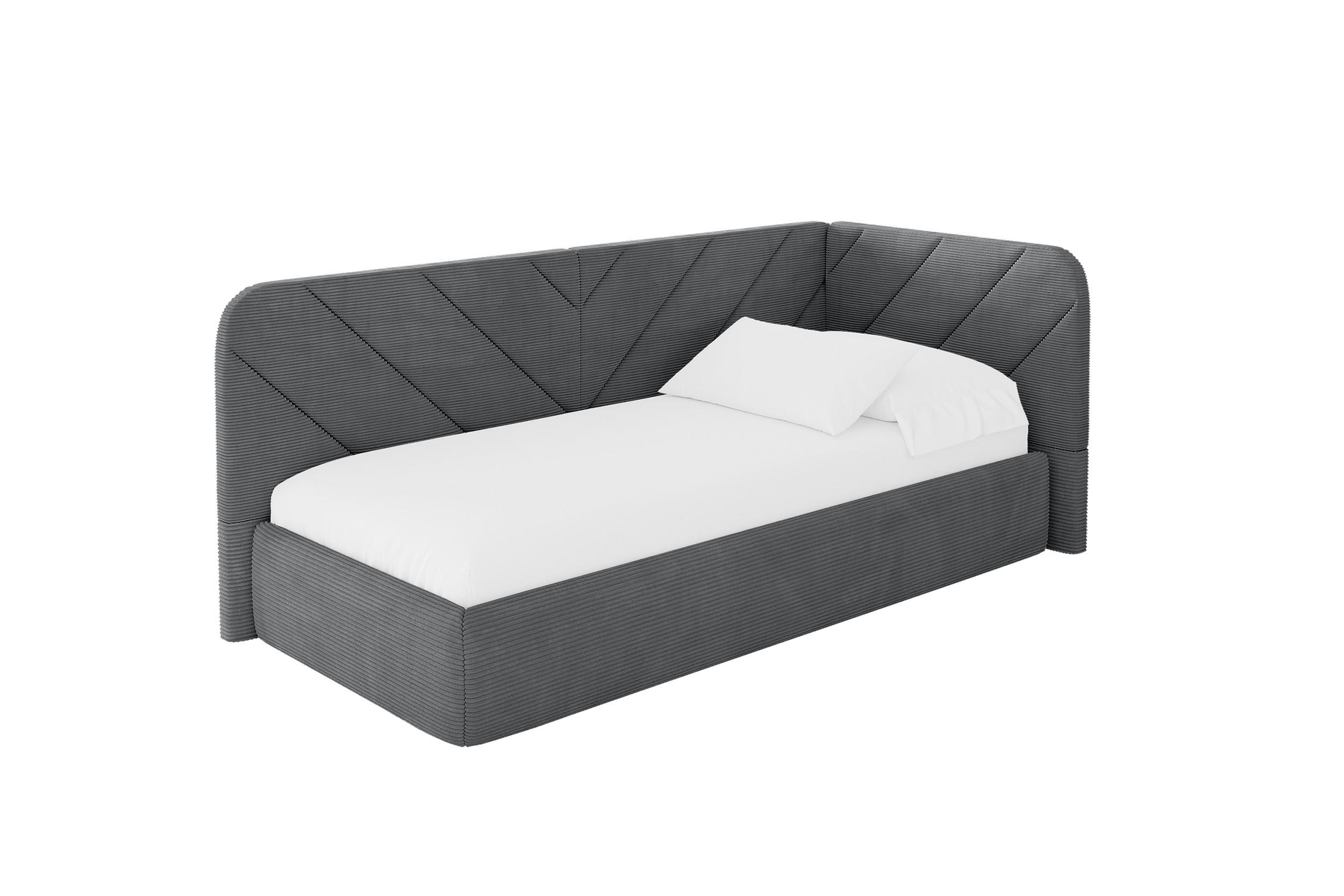 ALTDECOR JEDNOLŮŽKOVÁ POSTEL pro mládež s úložným prostorem, vlevo - FIKY 100x200 tmavě šedá