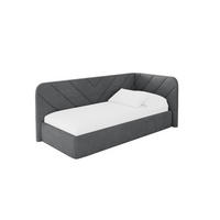 EINZELLBETT Jugendbett mit Bettkasten und Matratze H3/H4, Links - FIKY 90x200 Dunkelgrau - Graphitfarben, Holzwerkstoff/Textil (90/200cm) - ALTDECOR