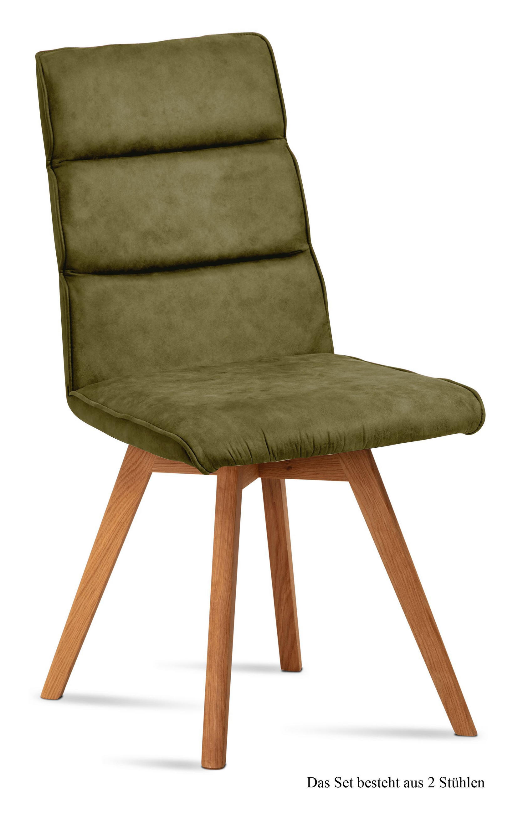 ESSZIMMERSTUHL (2er-Set) Dixie 47x92x60 Eiche geölt/Olivgrün - Eichefarben/Olivgrün, Kunststoff (60/92/47cm) - 58aufmkessel