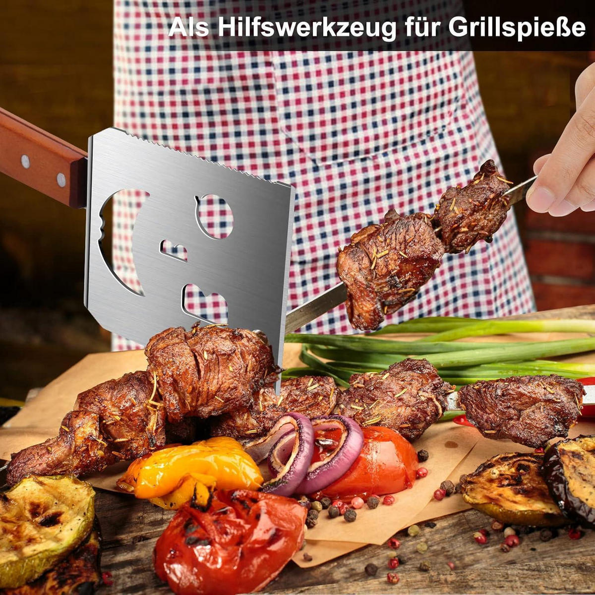 GRILLSPACHTEL 7-in-1 mit Holzgriff - Braun, Holz (10/0.1/41cm)