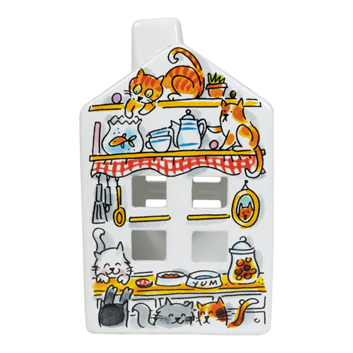 LICHTHAUS Katze in Bunt - 14,5cm - Multicolor, Keramik (8.5/14.5/8.3cm) - Blond Amsterdam