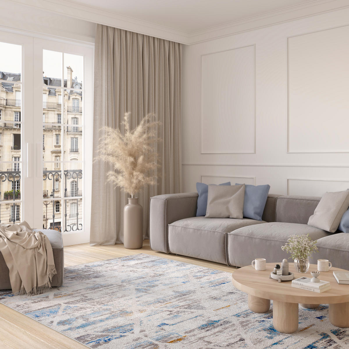 TEPPICH VALLEY Grau Blau 200/300 cm - Blau, Textil (200/300cm) - Tapiso