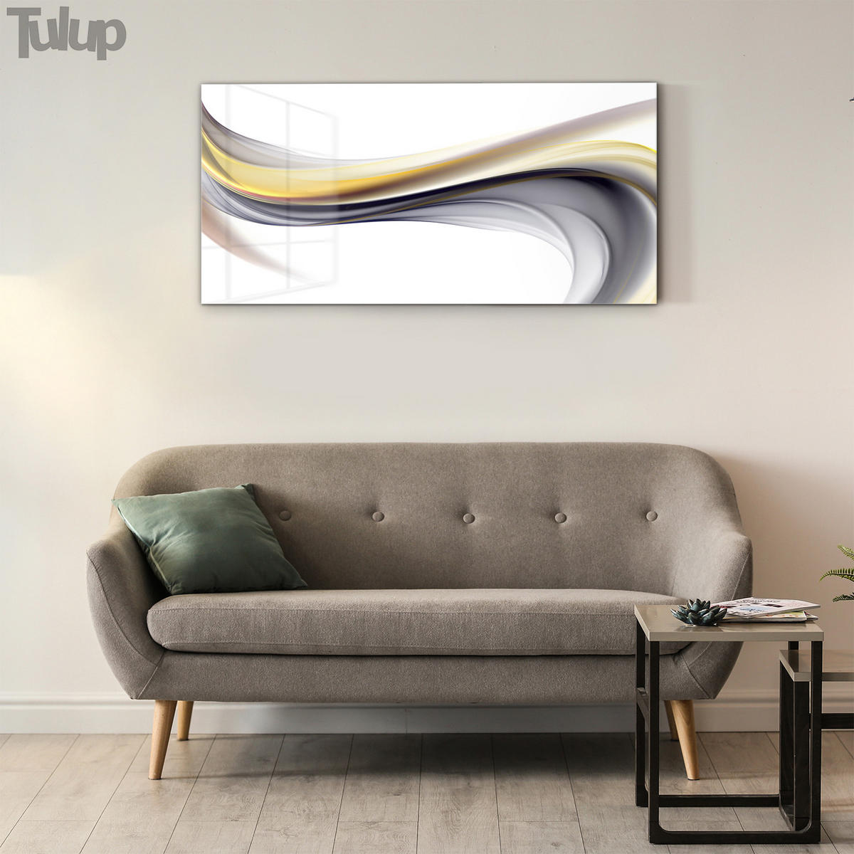 GLASBILD 120x60 cm Moderne Kunst - Gelb, Glas (120/60cm) - TULUP