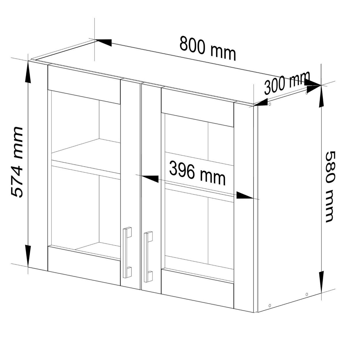 KÜCHENVITRINE Weiß, Sonoma Eiche 80x30,5x58 cm - Silberfarben/Weiß, Glas/Holzwerkstoff (80/58/30.5cm) - Akord