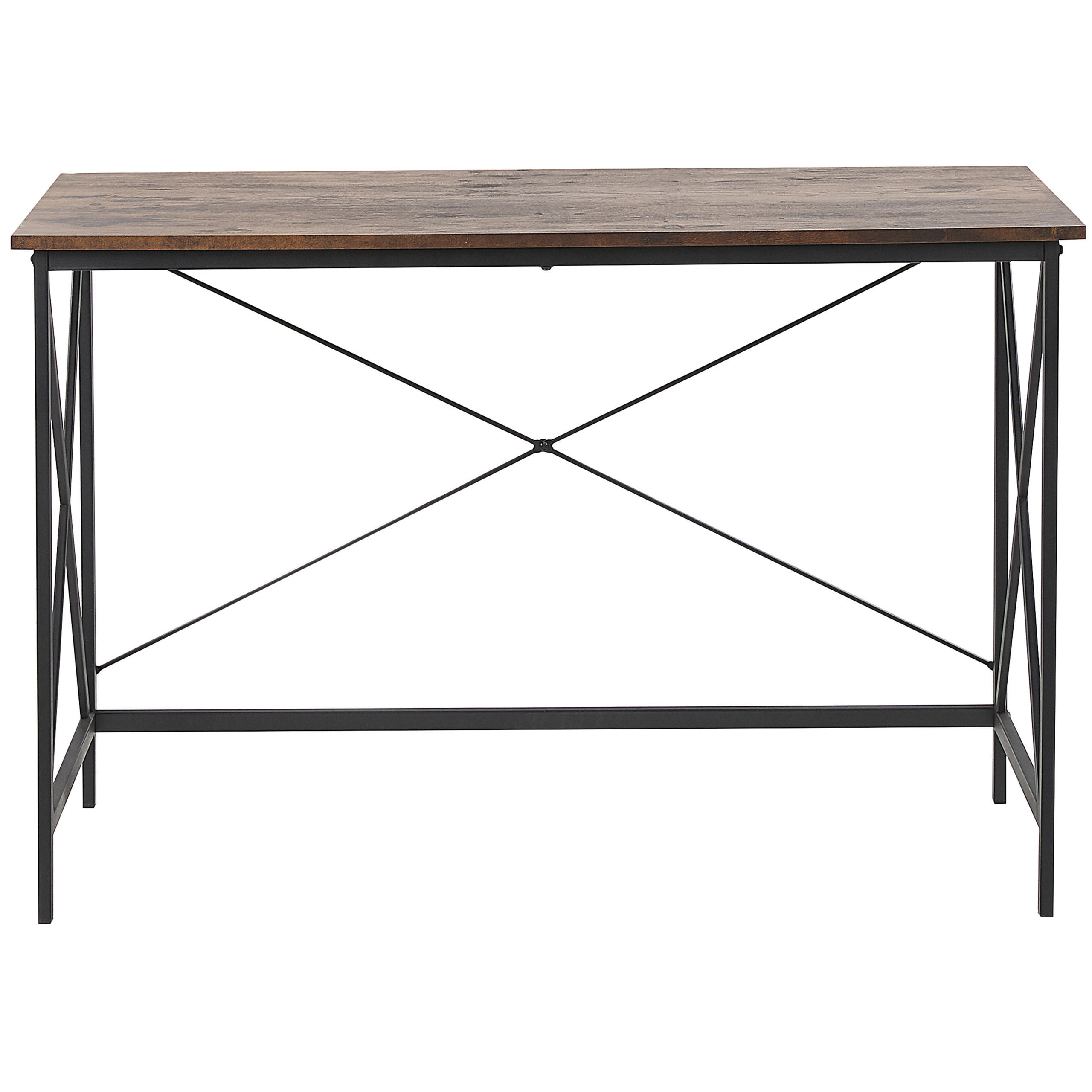 SCHREIBTISCH dunkler Holzfarbton 115/60/76 cm Futon - Dunkelgrau, Holzwerkstoff (60/115/76cm) - Beliani