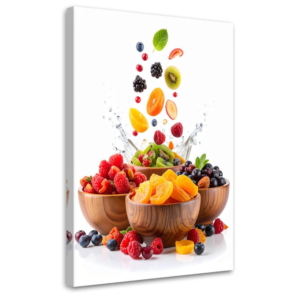 LEINWANDBILD Bunte Früchte in Schalen 80x120cm - Multicolor, Textil (80/120cm) - Feeby